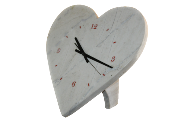 Montre Coeur 46x43 cm  Marbre Blanc